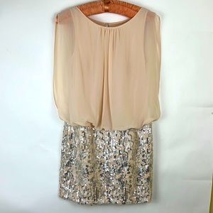 AIDAN MATTOX Women's Blouson Gilt-sequined Cocktail Dress 6